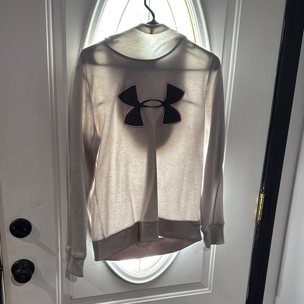 Under Armour Off-White Sweatshirt with Black Emblem
